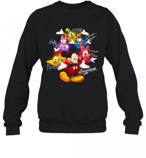 Disney Mickey Mouse Cartoon Characters Signatures T-Shirt Unisex Sweatshirt