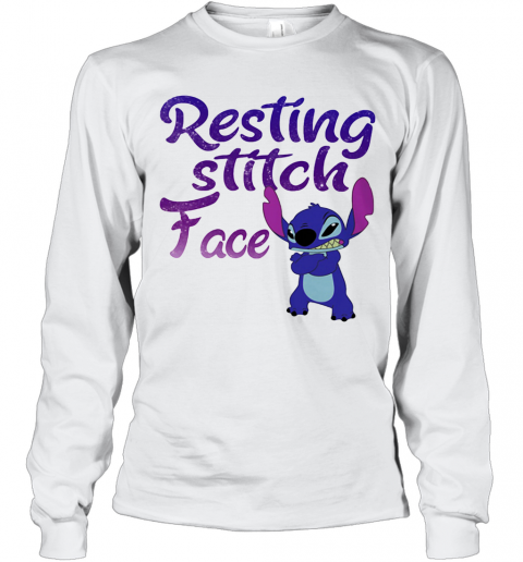 Disney Resting Stitch Face T-Shirt Long Sleeved T-shirt 