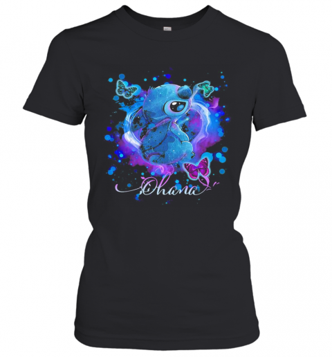 Disney Stitch And Butterflies Ohana Color T-Shirt Classic Women's T-shirt