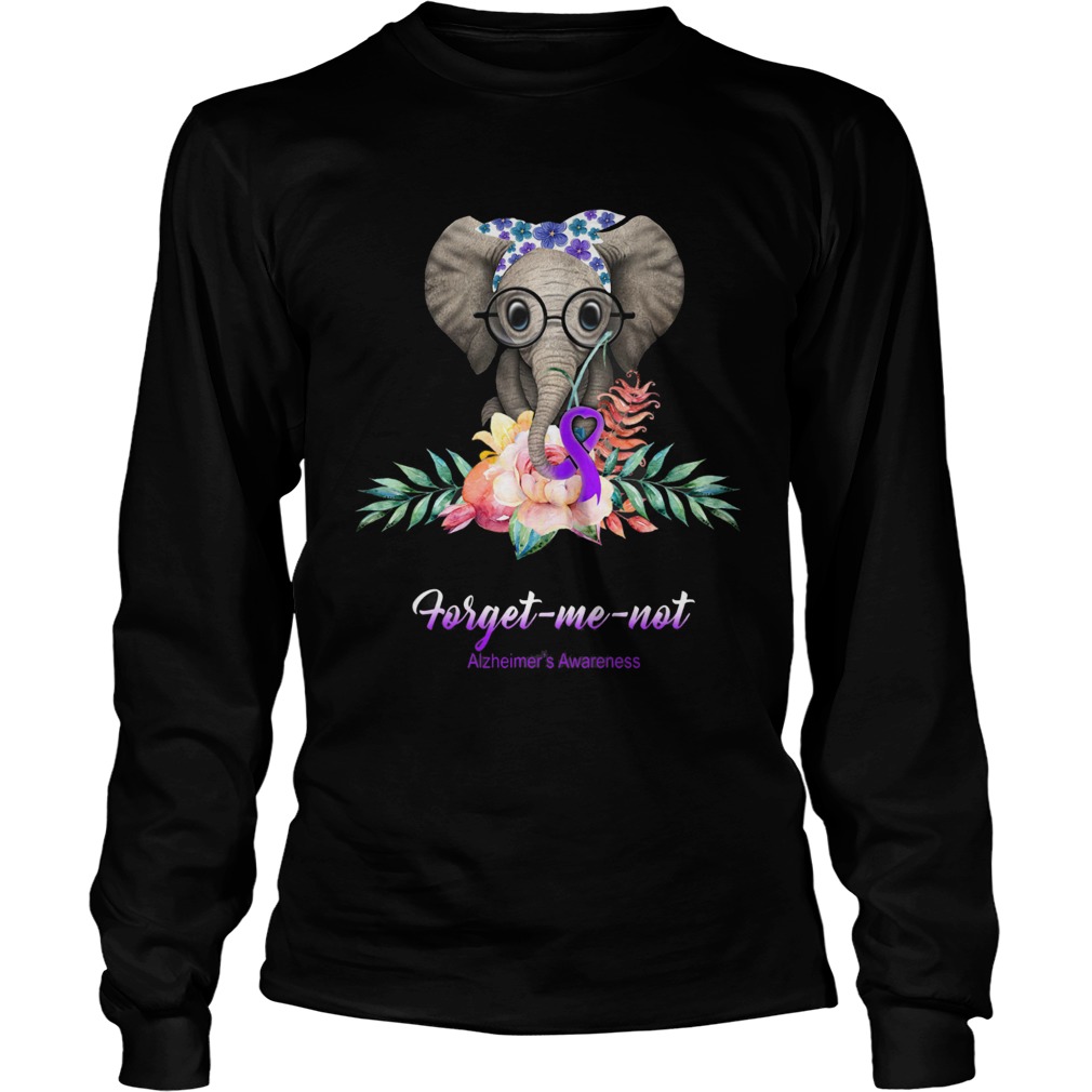 Elephant Bow Lovely Forget Me Not Alzheimers Awareness Long Sleeve