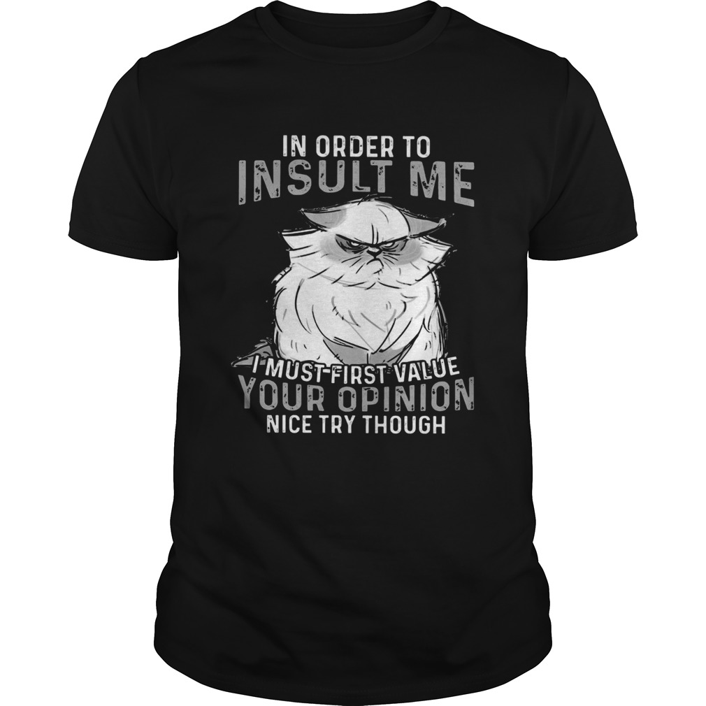 Grumpy Cat In Order To Insult Me I Must First Value Your Opinion shirt