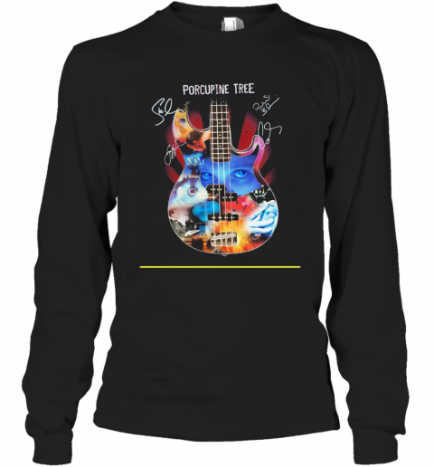 Guitar Porcupine Tree Members Signatures T-Shirt Long Sleeved T-shirt 