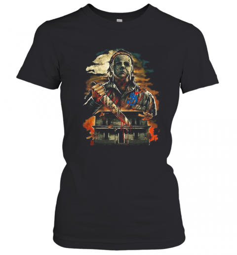 Halloween Michael Myers Holding Knife Fire T-Shirt Classic Women's T-shirt