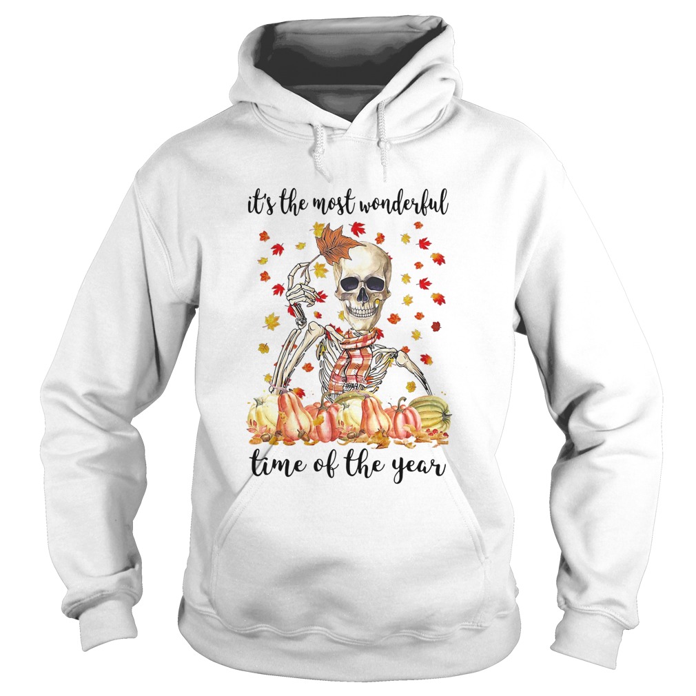 Halloween skeleton its the most wonderful time of the year maples leaves Hoodie