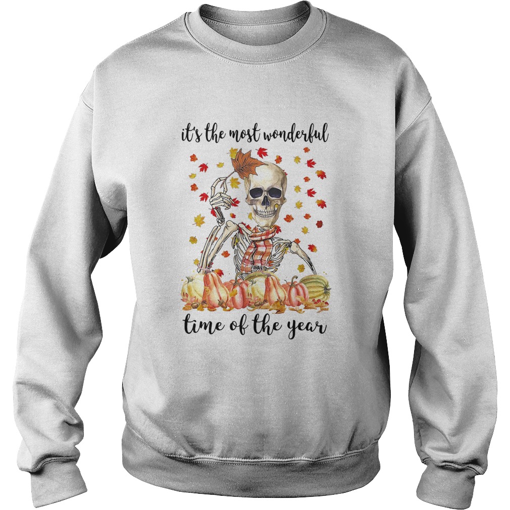 Halloween skeleton its the most wonderful time of the year maples leaves Sweatshirt