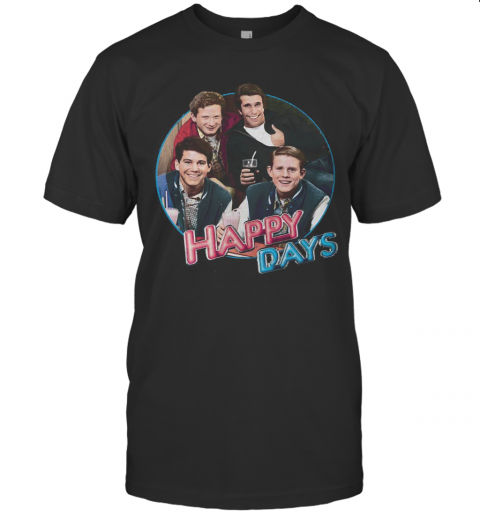 Happy Days Characters Driking Retro T-Shirt