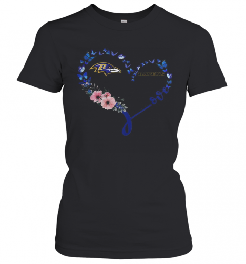 Heart Butterfly Love Baltimore Ravens T-Shirt Classic Women's T-shirt