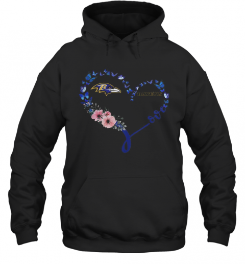 Heart Butterfly Love Baltimore Ravens T-Shirt Unisex Hoodie