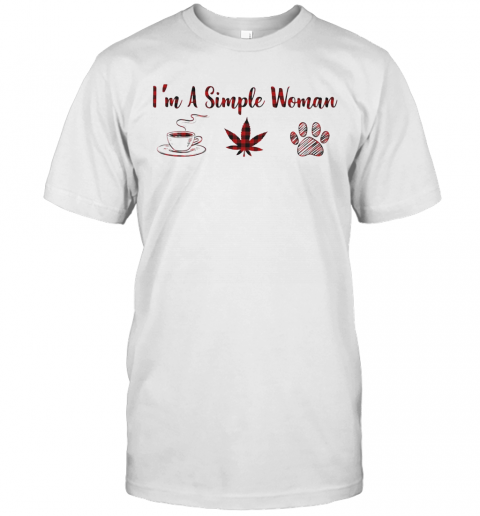 I'M A Simple Woman Cup Coffee Weed Footprint T-Shirt