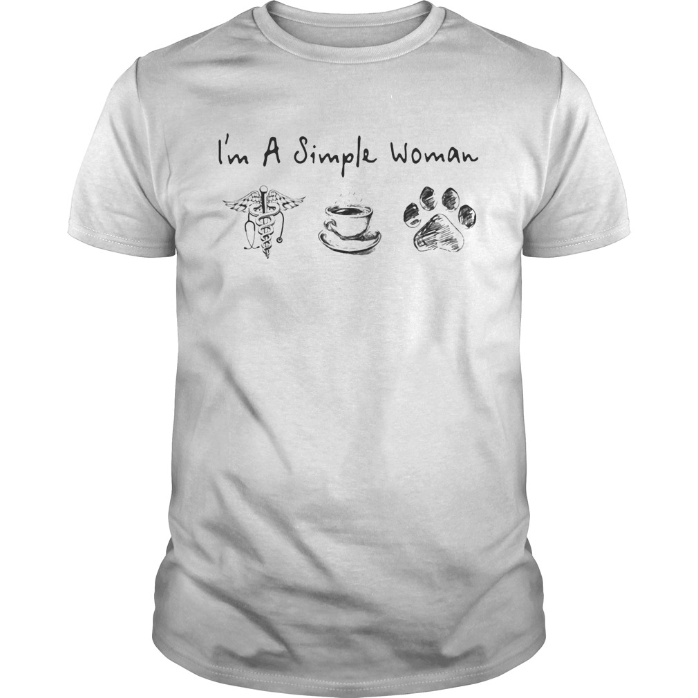 Im a simple woman CNA coffee paw dog shirt