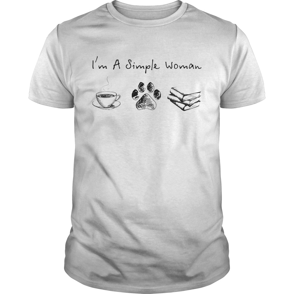 Im a simple woman coffee cat paw book shirt