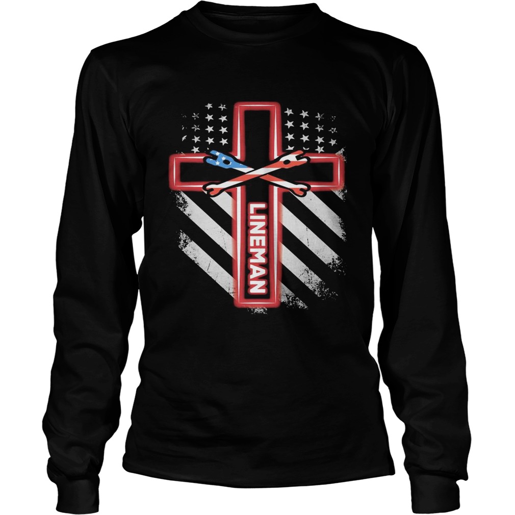Independence day cross lineman Long Sleeve