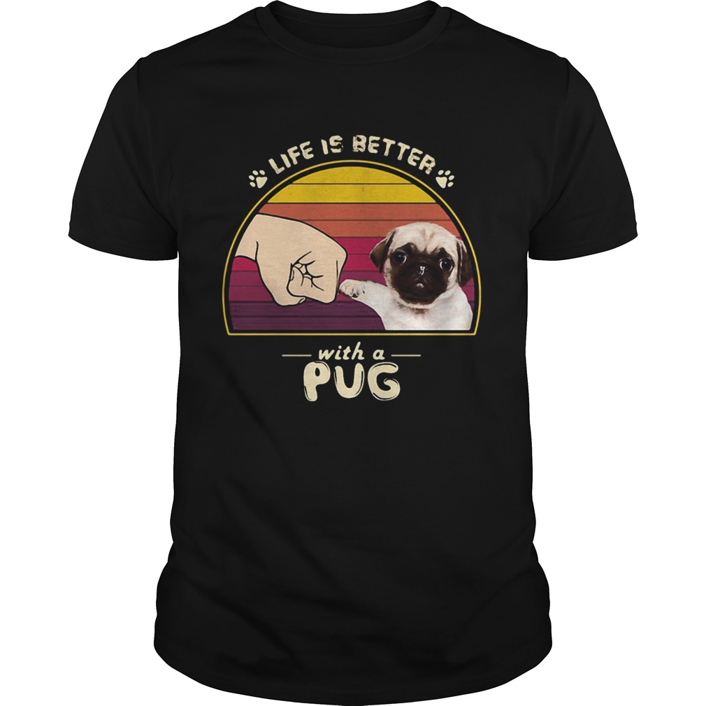 Life is better with a siberian pug hand footprint vintage retro shirt