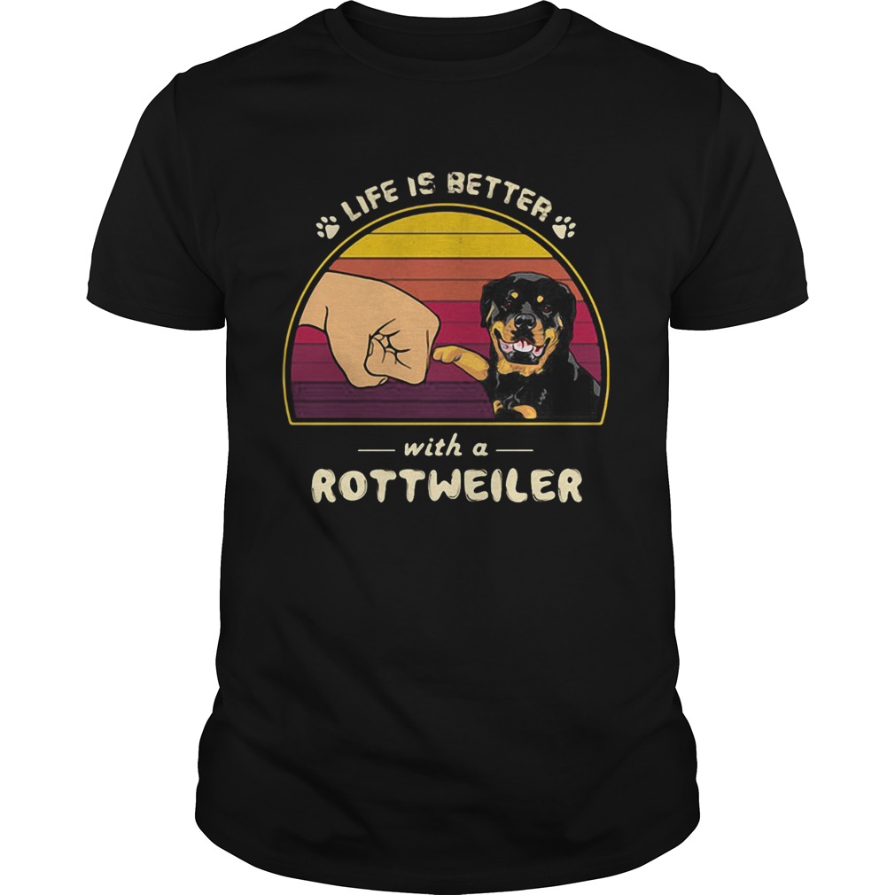 Life is better with a siberian rottweiler hand footprint vintage retro shirt