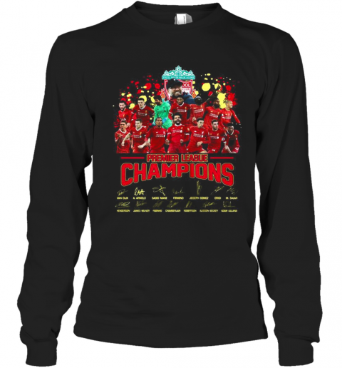 Liverpool Fc Premier League Champions Signatures T-Shirt Long Sleeved T-shirt 