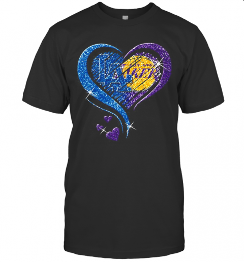 Los Angeles Raiders And Los Angeles Lakers Hearts Diamond T-Shirt