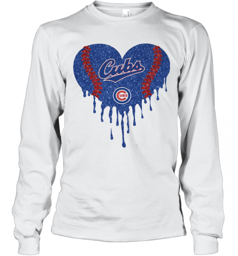 Love Chicago Cubs Baseball Heart Diamond T-Shirt Long Sleeved T-shirt 