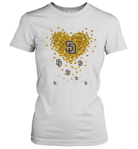 Love San Diego Padres Baseball Logo Hearts T-Shirt Classic Women's T-shirt
