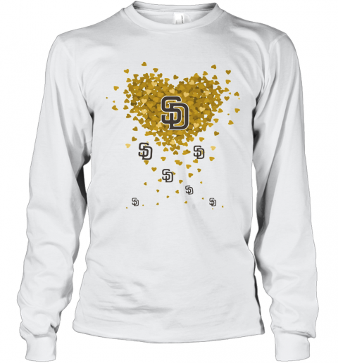 Love San Diego Padres Baseball Logo Hearts T-Shirt Long Sleeved T-shirt 