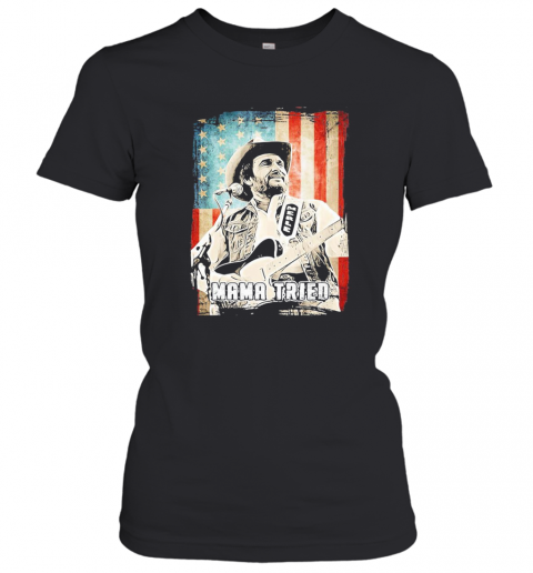 Mama Tried Playing Guitar American Flag Independence Day T-Shirt Classic Women's T-shirt