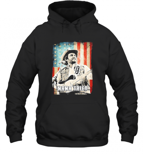 Mama Tried Playing Guitar American Flag Independence Day T-Shirt Unisex Hoodie