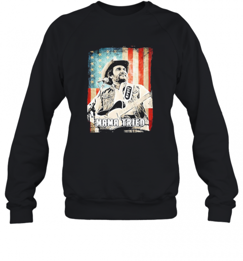 Mama Tried Playing Guitar American Flag Independence Day T-Shirt Unisex Sweatshirt