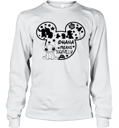 Mickey Mouse Stitch Ohana Means Family T-Shirt Long Sleeved T-shirt 