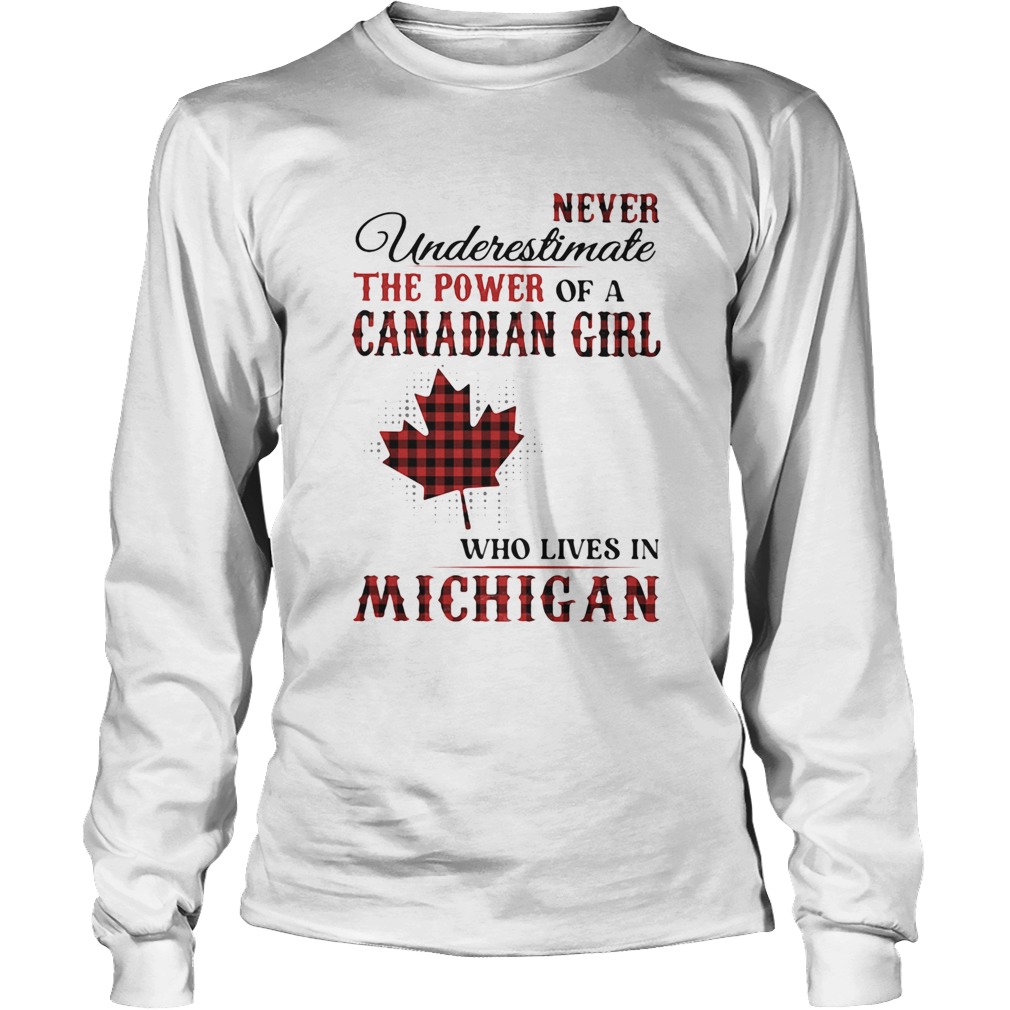 Never underestimate the power of a canadian girl who lives in michigan Long Sleeve