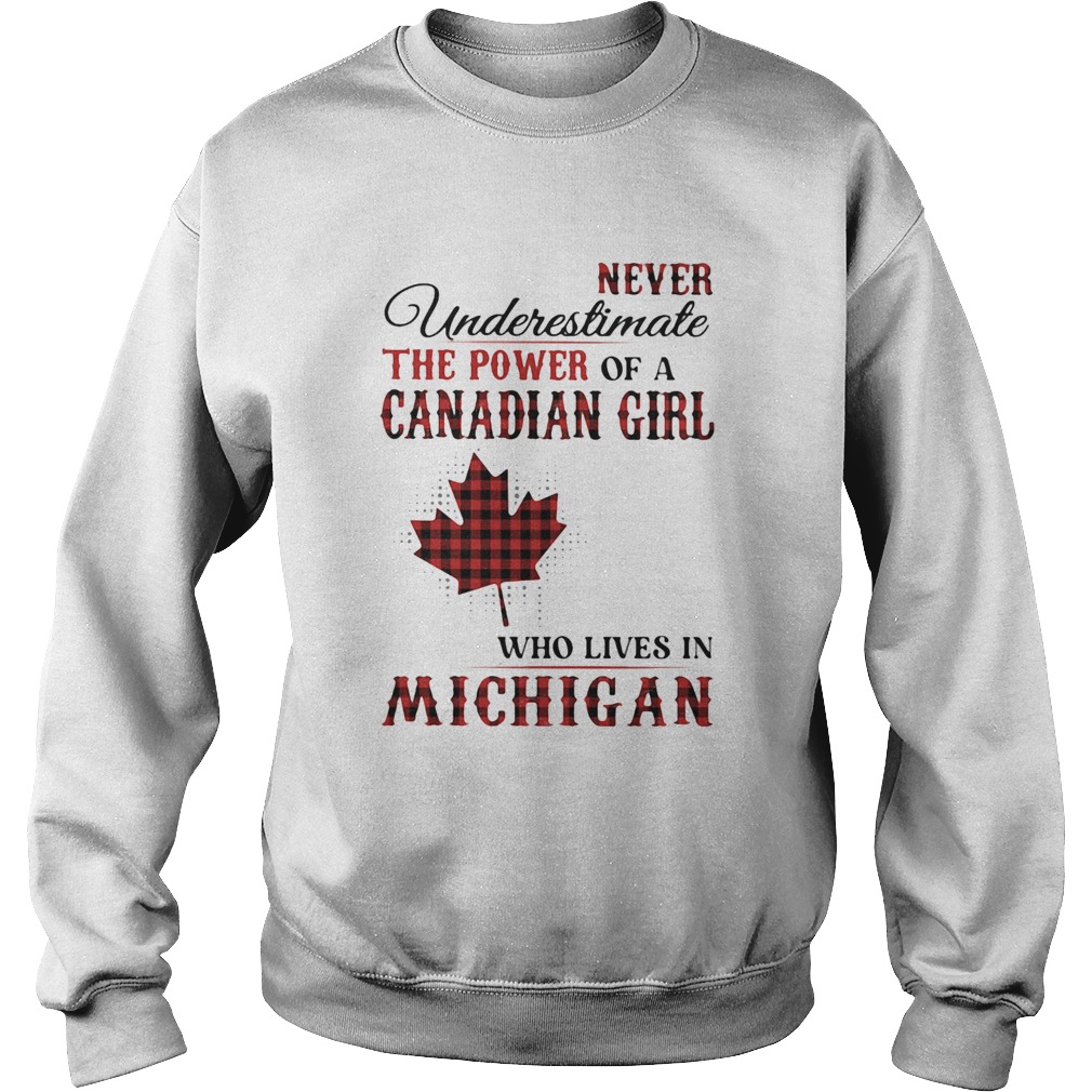 Never underestimate the power of a canadian girl who lives in michigan Sweatshirt