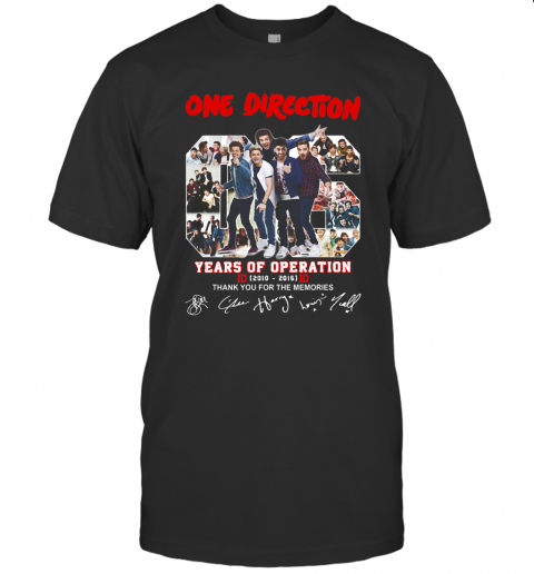One Direction 06 Years Of Operation 2010 2016 Thank You For The Memories Signatures T-Shirt