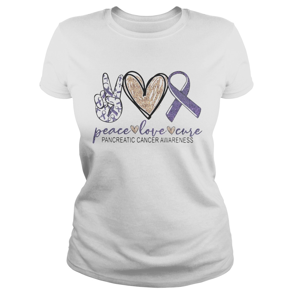 Peace love cure pancreatic cancer awareness Classic Ladies