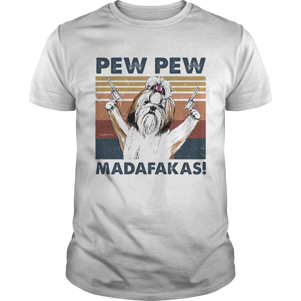 Pew pew madafakas dog gun vintage retro shirt