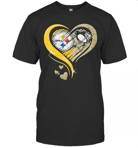 Pittsburgh Steelers And Pittsburgh Penguins Hearts Diamond T-Shirt