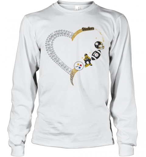 Pittsburgh Steelers Football Logo Heart T-Shirt Long Sleeved T-shirt 