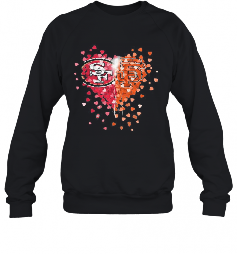 San Francisco 49Ers And San Francisco Giants Hearts T-Shirt Unisex Sweatshirt