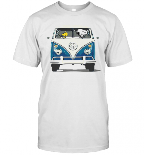 Snoopy And Woodstock Driving Peace Bus T-Shirt