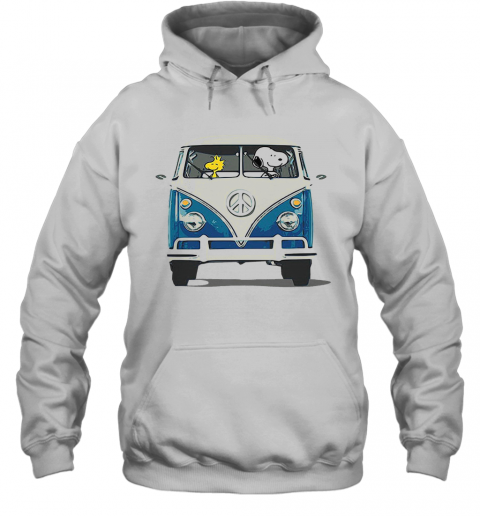 Snoopy And Woodstock Driving Peace Bus T-Shirt Unisex Hoodie