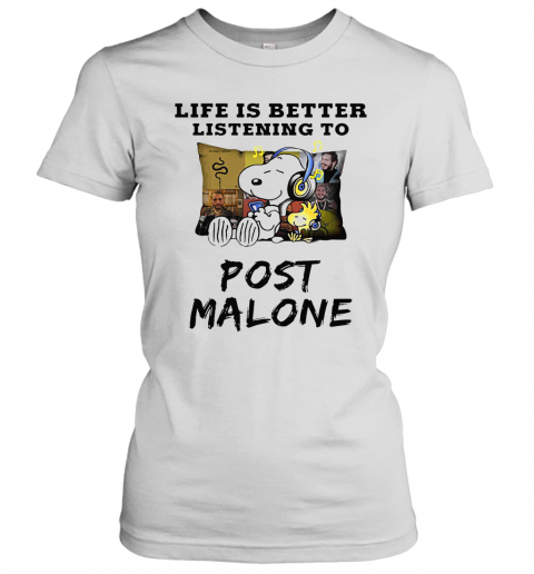 Snoopy And Woodstock Life Is Better Listening To Post Malone T-Shirt Classic Women's T-shirt