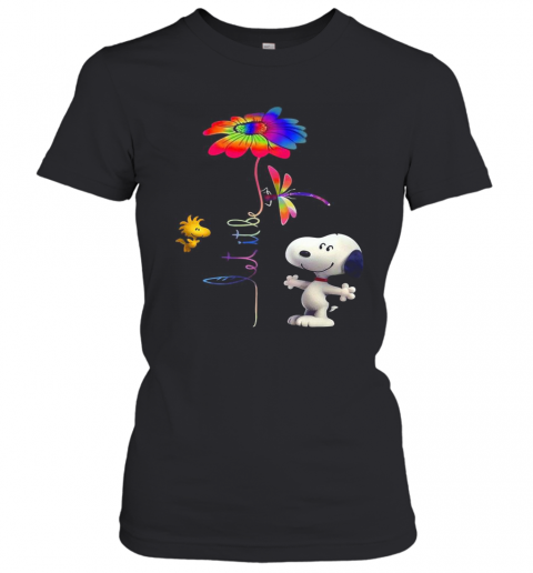 Snoopy Woodstock And Butterfly Let It Be Flower T-Shirt Classic Women's T-shirt