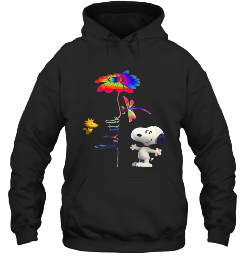 Snoopy Woodstock And Butterfly Let It Be Flower T-Shirt Unisex Hoodie