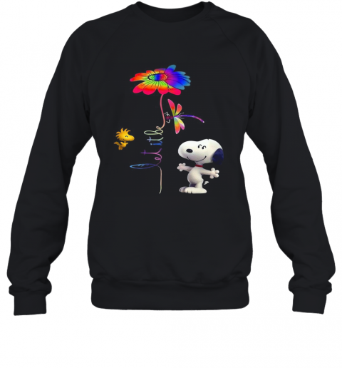 Snoopy Woodstock And Butterfly Let It Be Flower T-Shirt Unisex Sweatshirt