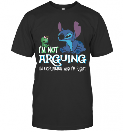Stitch I'M Not Arguing Im Explaining Why I'M Right Black T-Shirt Classic Men's T-shirt