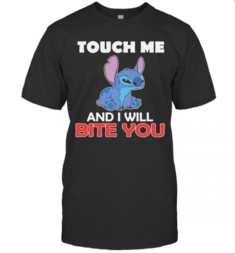 Stitch Touch Me And I Will Bite You Black T-Shirt