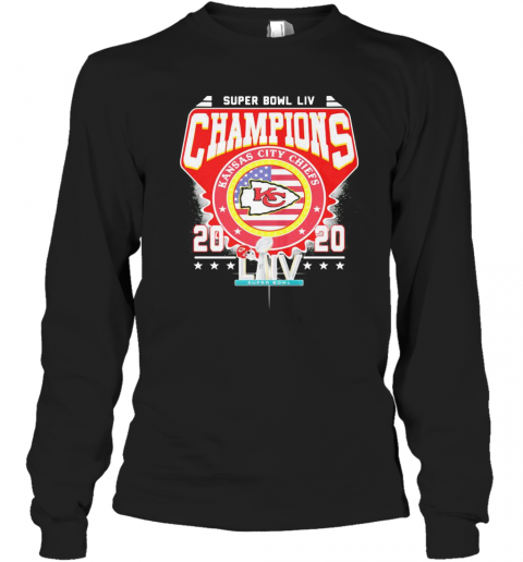 Super Bowl Liv Champions Kansas City Chiefs 2020 American Flag Independence Day T-Shirt Long Sleeved T-shirt 