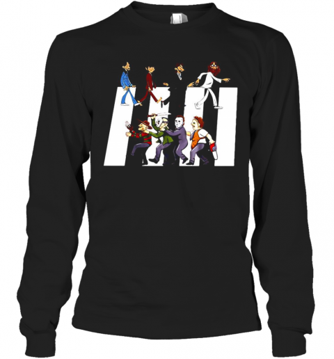The Beatles And Halloween Horror Characters Films Abbey Road T-Shirt Long Sleeved T-shirt 