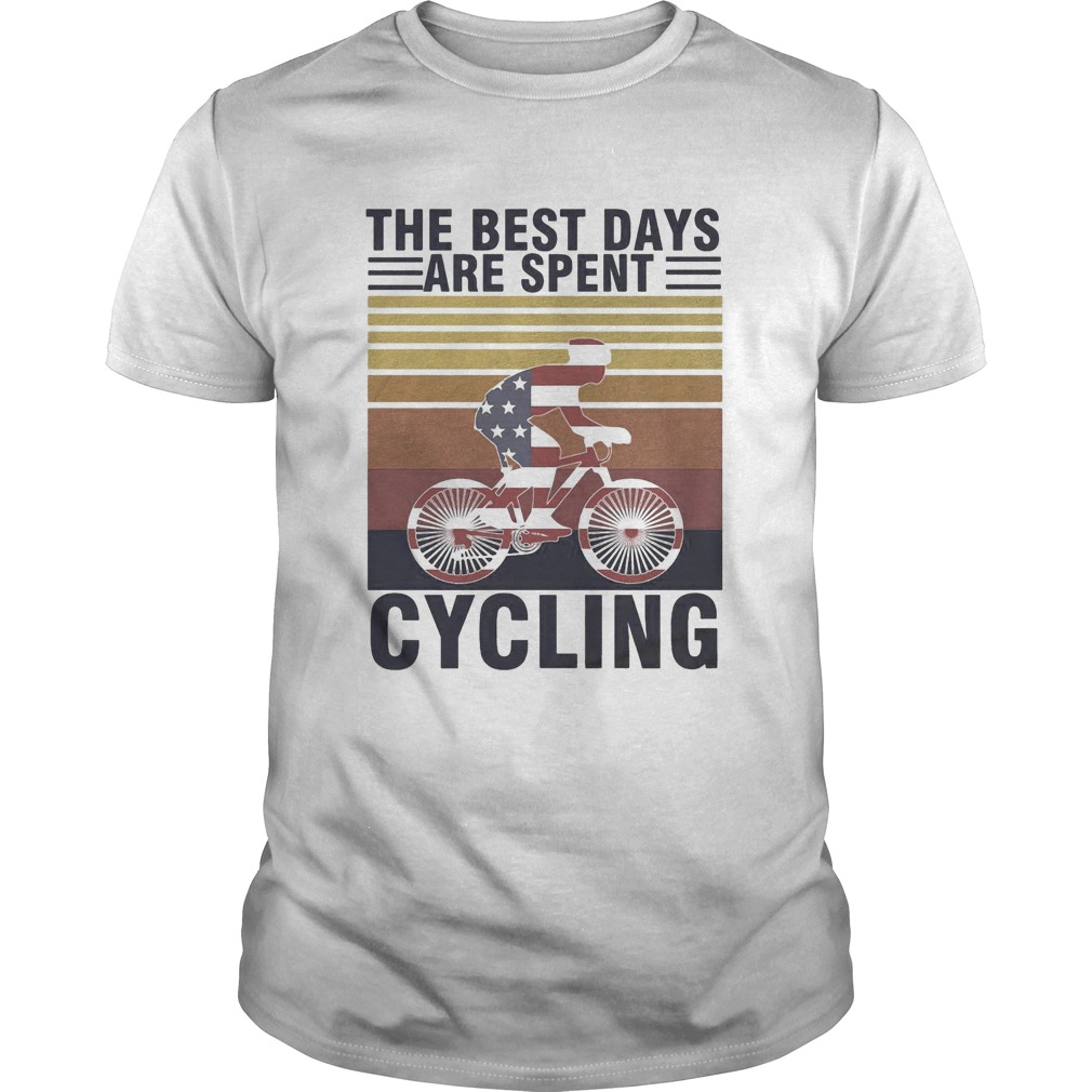 The best days are spent cycling american flag vintage retro shirt