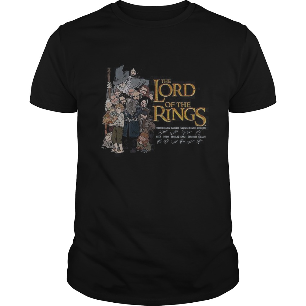 The lord of the rings characters signatures black shirt