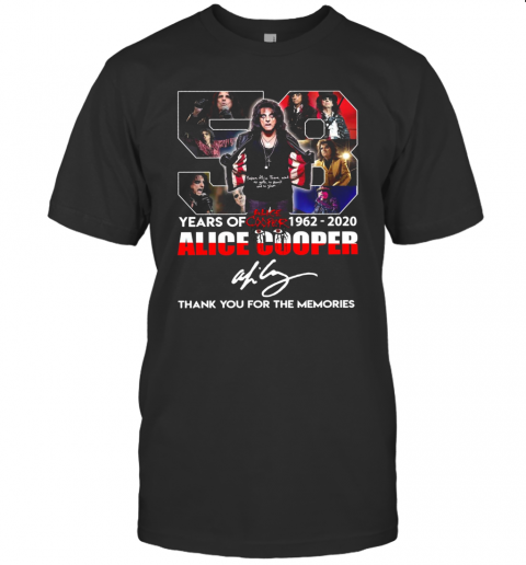 58 Years Of 1962 2020 Alice Cooper Thank You For The Memories T-Shirt