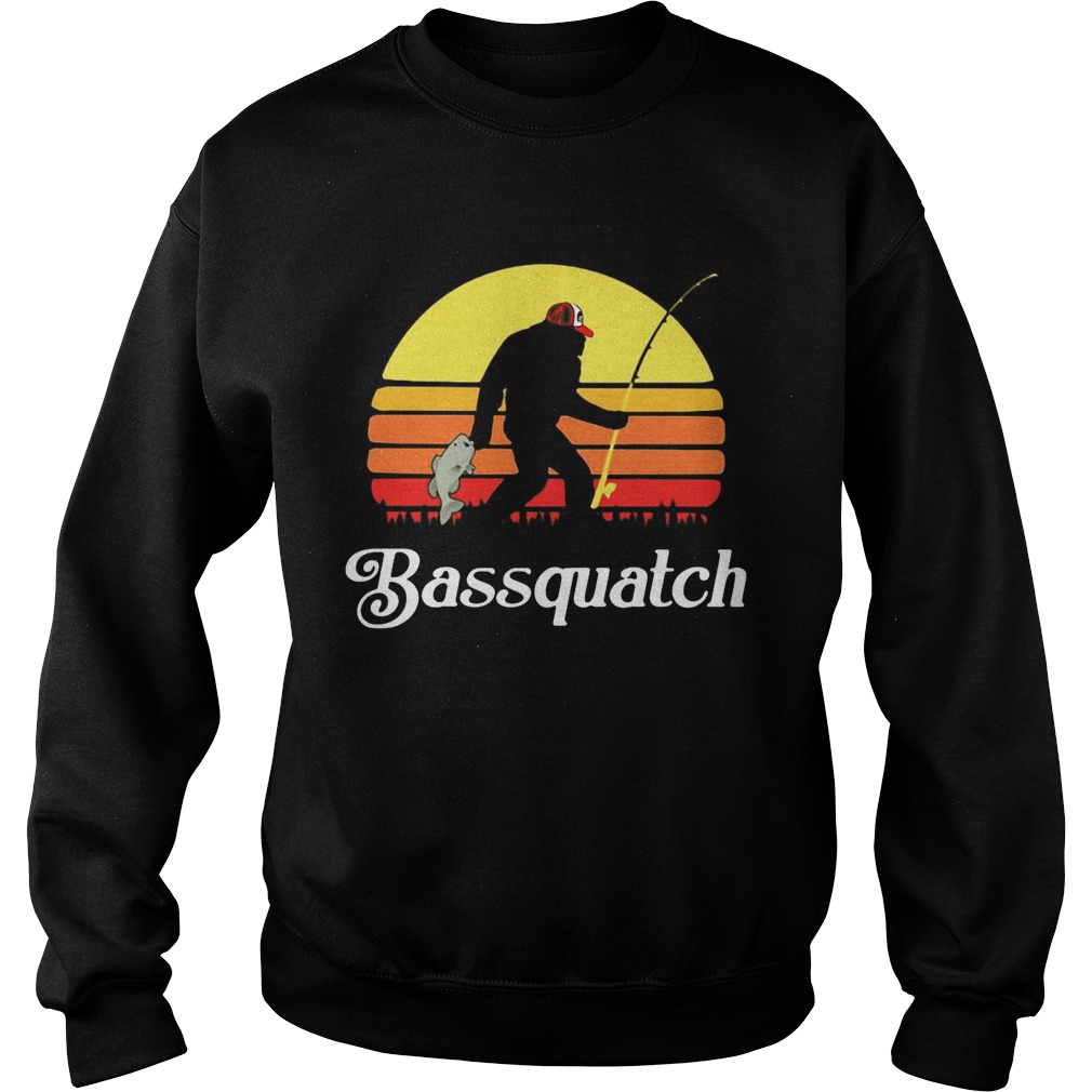 Bigfoot Fishing Bassquatch Sunset Sweatshirt