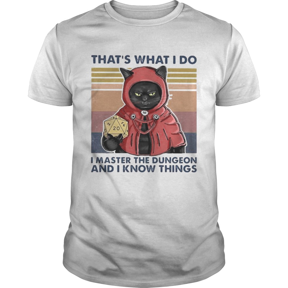 Black Cat Thats what I do I master the dungeon and I know things vintage retro shirt